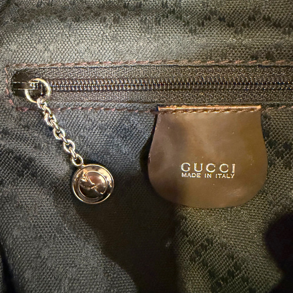 Vintage Gucci Brown Mini Backpack w/ Bamboo Handle Patent Leather + Nylon Auth main image 5